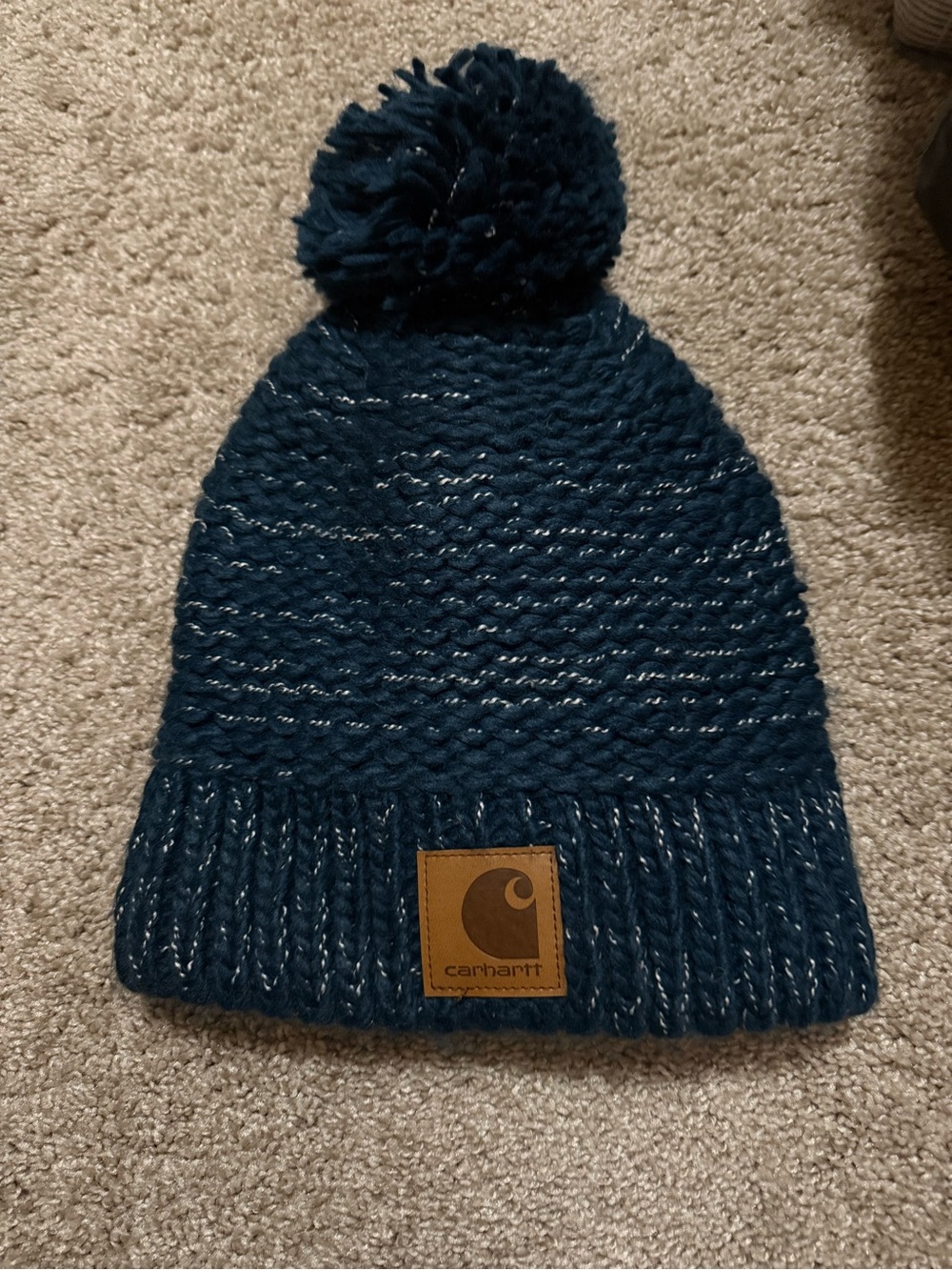Carhartt women’s Navy Blue Pom-Pom Knit Beanie